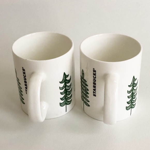 Set 2 Starbucks 2015 Christmas Tree Holiday Mug Pine Tree Coffee Cup - Picture 4 of 13